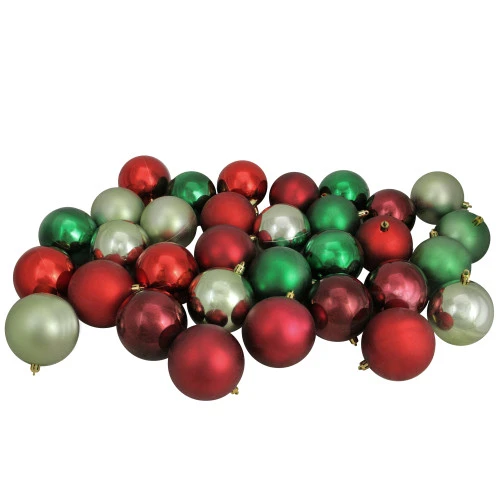 Northlight 32ct Reds And Greens Shatterproof 2-Finish Christmas Ball Ornaments 3.25" (80mm) 3 Northlight 32ct Reds And Greens Shatterproof 2-Finish Christmas Ball Ornaments 3.25" (80mm)