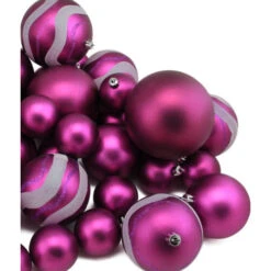 Northlight 39ct Magenta Pink Shatterproof 2-Finish Christmas Ball Ornaments 4" (100mm) -Ornaments Store northlight lj34116 03 08545.1600305324