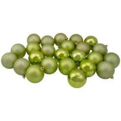 Northlight 60ct Kiwi Green Shatterproof 4-Finish Christmas Ball Ornaments 2.5" (60mm)