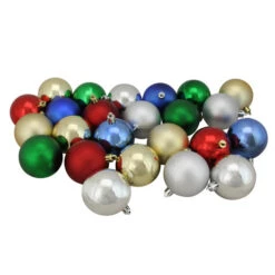 Northlight 24ct Multi-Color Shatterproof 2-Finish Christmas Ball Ornaments 2.5" (60mm)
