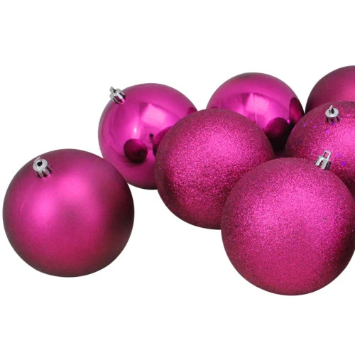 Northlight 12ct Pink Shatterproof 4-Finish Christmas Ball Ornaments 4" (100mm) 4 Northlight 12ct Pink Shatterproof 4-Finish Christmas Ball Ornaments 4" (100mm) - Image 2