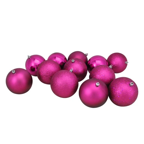 Northlight 12ct Pink Shatterproof 4-Finish Christmas Ball Ornaments 4" (100mm) 3 Northlight 12ct Pink Shatterproof 4-Finish Christmas Ball Ornaments 4" (100mm)