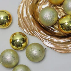 Northlight 12ct Gold Shatterproof 4-Finish Christmas Ball Ornaments 4" (100mm) -Ornaments Store northlight lj35165 2 80017.1633000832