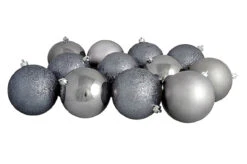 Northlight 12ct Gray Shatterproof 4-Finish Christmas Ball Ornaments 4" (100mm)