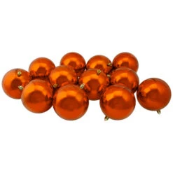 Northlight Set Of 12 Shiny Burnt Orange Shatterproof Christmas Ball Ornaments 4"
