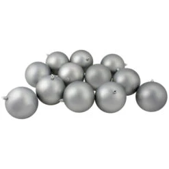 Northlight 12ct Pewter Gray Shatterproof Matte Christmas Ball Ornaments 4" (100mm)