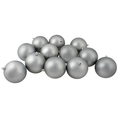 Northlight 12ct Pewter Gray Shatterproof Matte Christmas Ball Ornaments 4" (100mm) 3 Northlight 12ct Pewter Gray Shatterproof Matte Christmas Ball Ornaments 4" (100mm)