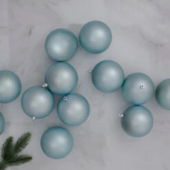 Northlight 12ct Mermaid Blue Shatterproof Matte Christmas Ball Ornaments 4" (100mm) -Ornaments Store northlight lj35225 3 74547.1664988807