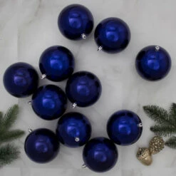 Northlight 12ct Royal Blue Shiny Shatterproof Christmas Ball Ornaments 4" (101mm) 5 Northlight 12ct Royal Blue Shiny Shatterproof Christmas Ball Ornaments 4" (101mm) -Ornaments Store northlight lj35232 2 77801.1665173706
