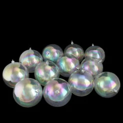 Northlight 12ct Clear Iridescent Shatterproof Shiny Christmas Ball Ornaments 4" (100mm) -Ornaments Store northlight lj35265 3 updated 65612.1665346764