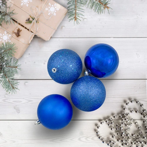 Northlight 32ct Lavish Blue Shatterproof 4-Finish Christmas Ball Ornaments 3.25" (80mm) 4 Northlight 32ct Lavish Blue Shatterproof 4-Finish Christmas Ball Ornaments 3.25" (80mm) - Image 2