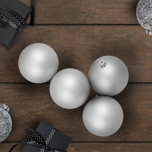 Northlight 12ct Silver Splendor Shatterproof Matte Christmas Ball Ornaments 4" (100mm) 4 Northlight 12ct Silver Splendor Shatterproof Matte Christmas Ball Ornaments 4" (100mm) - Image 2
