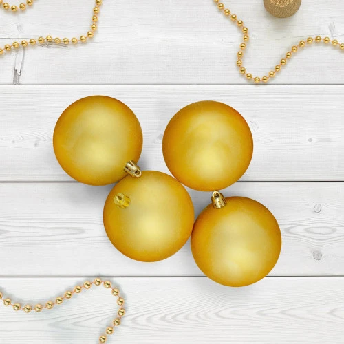 Northlight 12ct Vegas Gold Matte Shatterproof Christmas Ball Ornaments 4" (100mm) 4 Northlight 12ct Vegas Gold Matte Shatterproof Christmas Ball Ornaments 4" (100mm) - Image 2