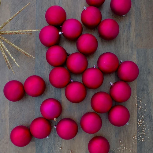 Northlight 32ct Matte Magenta Pink Shatterproof Christmas Ball Ornaments 3.25" (80mm) 4 Northlight 32ct Matte Magenta Pink Shatterproof Christmas Ball Ornaments 3.25" (80mm) - Image 2