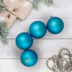 Northlight 12ct Turquoise Blue Shatterproof Matte Christmas Ball Ornaments 4" (100mm) -Ornaments Store northlight lj35299 5 98113.1633021532