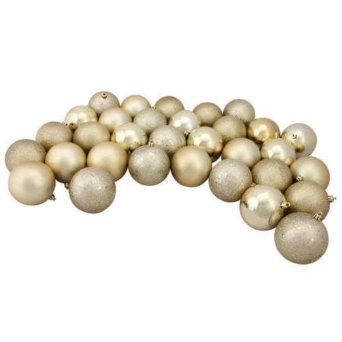 Northlight 32ct Champagne Gold Shatterproof 4-Finish Christmas Ball Ornaments 3.25" (80mm) 3 Northlight 32ct Champagne Gold Shatterproof 4-Finish Christmas Ball Ornaments 3.25" (80mm)