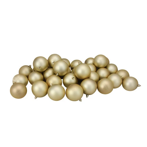 Northlight 32ct Matte Champagne Gold Shatterproof Christmas Ball Ornaments 3.25" (80mm) 3 Northlight 32ct Matte Champagne Gold Shatterproof Christmas Ball Ornaments 3.25" (80mm)