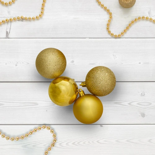 Northlight 24ct Vegas Gold Shatterproof 4-Finish Christmas Ball Ornaments 2.5" (60mm) 4 Northlight 24ct Vegas Gold Shatterproof 4-Finish Christmas Ball Ornaments 2.5" (60mm) - Image 2