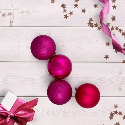 Northlight 60ct Magenta Pink Shatterproof 4 Finish Christmas Ball Ornaments 2.5" (60mm) 4 Northlight 60ct Magenta Pink Shatterproof 4 Finish Christmas Ball Ornaments 2.5" (60mm) - Image 2