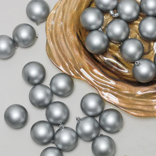 Northlight 60ct Gray Shatterproof Matte Christmas Ball Ornaments 2.5" (60mm) 4 Northlight 60ct Gray Shatterproof Matte Christmas Ball Ornaments 2.5" (60mm) - Image 2