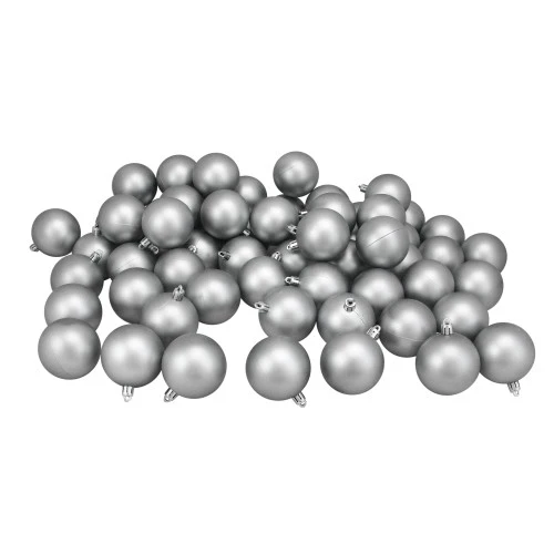 Northlight 60ct Gray Shatterproof Matte Christmas Ball Ornaments 2.5" (60mm) 3 Northlight 60ct Gray Shatterproof Matte Christmas Ball Ornaments 2.5" (60mm)
