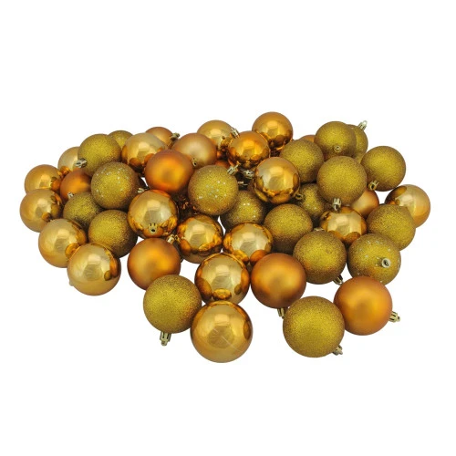 Northlight 60ct Antique Gold Shatterproof 4-Finish Christmas Ball Ornaments 2.5" (60mm) 4 Northlight 60ct Antique Gold Shatterproof 4-Finish Christmas Ball Ornaments 2.5" (60mm) - Image 2