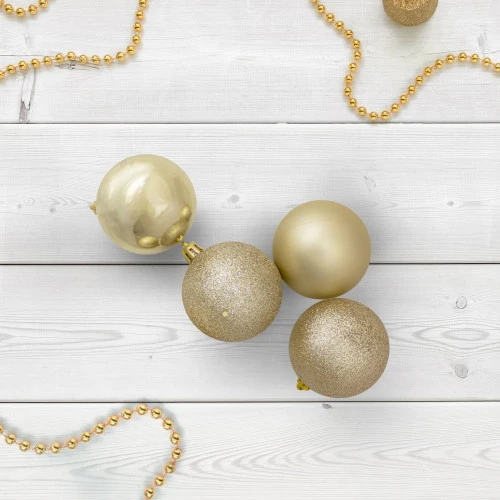 Northlight 32ct Champagne Gold Shatterproof 4-Finish Christmas Ball Ornaments 3.25" (80mm) 4 Northlight 32ct Champagne Gold Shatterproof 4-Finish Christmas Ball Ornaments 3.25" (80mm) - Image 2