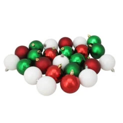 Northlight 24ct Red, Green And White Shatterproof 2-Finish Christmas Ball Ornaments 2.5" (60mm)
