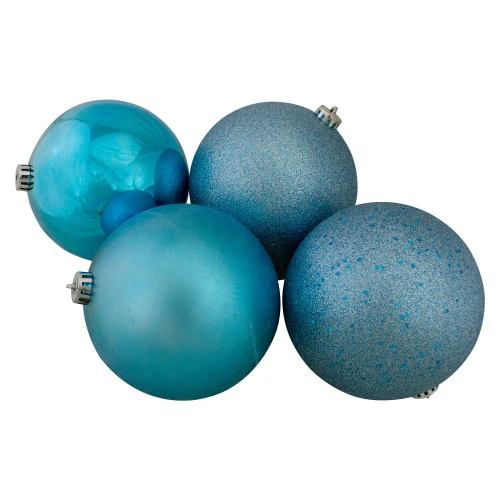 Northlight 12ct Turquoise Blue Shatterproof 4-Finish Christmas Ball Ornaments 6" (150mm) 4 Northlight 12ct Turquoise Blue Shatterproof 4-Finish Christmas Ball Ornaments 6" (150mm) - Image 2