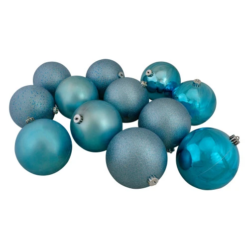 Northlight 12ct Turquoise Blue Shatterproof 4-Finish Christmas Ball Ornaments 6" (150mm) 3 Northlight 12ct Turquoise Blue Shatterproof 4-Finish Christmas Ball Ornaments 6" (150mm)