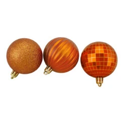 Northlight 100ct Burnt Orange Shatterproof 3-Finish Christmas Ball Ornaments 2.5" (60mm)