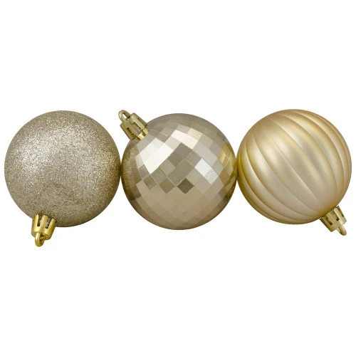 Northlight 100ct Champagne Gold Shatterproof 3-Finish Christmas Ball Ornaments 2.5" (60mm) 3 Northlight 100ct Champagne Gold Shatterproof 3-Finish Christmas Ball Ornaments 2.5" (60mm)