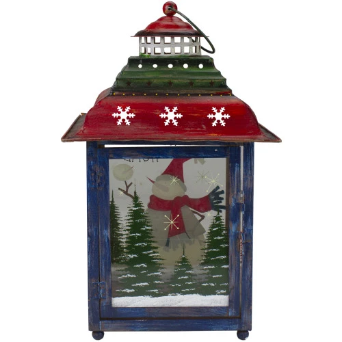 Northlight Red, Green And Blue Snowman Christmas Candle Lantern 15" 7 Northlight Red, Green And Blue Snowman Christmas Candle Lantern 15" - Image 5