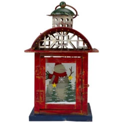 Northlight Red, White And Gray Snowman "WELCOME" Christmas Lantern 9.75" -Ornaments Store northlight lk27673 1 19443.1588362466