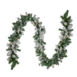 Northlight 9' X 10" Pre-lit Heavily Flocked Pine Artificial Christmas Garland - Clear Lights