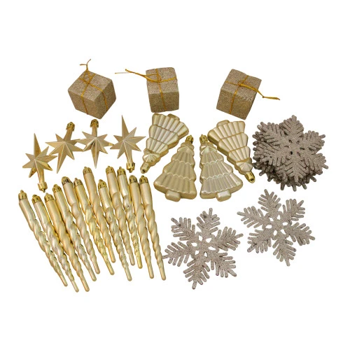 Northlight 125ct Champagne Gold Shatterproof 4-Finish Christmas Ornaments 5.5" (140mm) 4 Northlight 125ct Champagne Gold Shatterproof 4-Finish Christmas Ornaments 5.5" (140mm) - Image 2