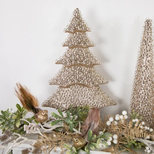 Northlight 20.5" Clear Beads And Gold Glitter Christmas Tree 4 Northlight 20.5" Clear Beads And Gold Glitter Christmas Tree - Image 2