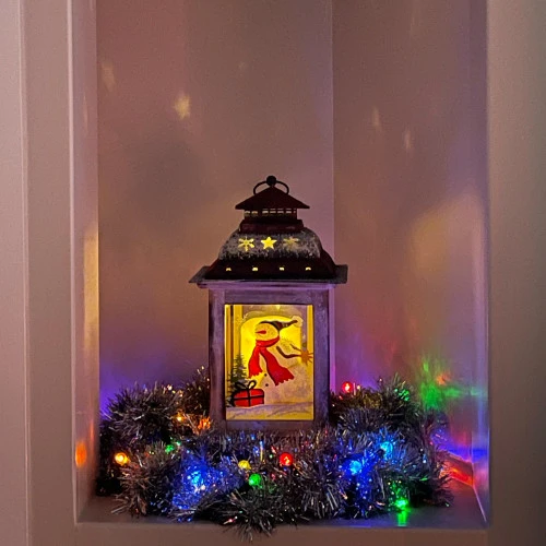 Northlight 14.5" Rustic Red And White Snowman Christmas Scene Candle Lantern 8 Northlight 14.5" Rustic Red And White Snowman Christmas Scene Candle Lantern - Image 6