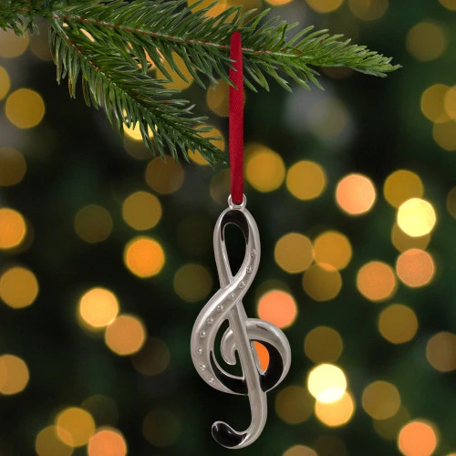 Northlight 4" Silver And Black Clef Music Note European Crystals Christmas Ornament 4 Northlight 4" Silver And Black Clef Music Note European Crystals Christmas Ornament - Image 2