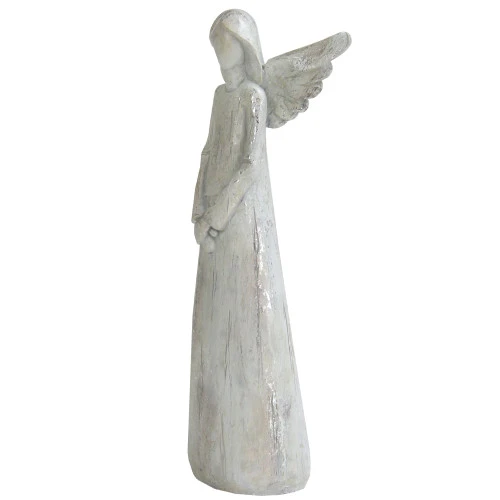 Northlight 11" Gray And Silver Faux Wood Grain Angel Christmas Figure 4 Northlight 11" Gray And Silver Faux Wood Grain Angel Christmas Figure - Image 2