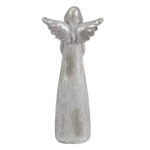 Northlight 11" Gray And Silver Faux Wood Grain Angel Christmas Figure 5 Northlight 11" Gray And Silver Faux Wood Grain Angel Christmas Figure - Image 3