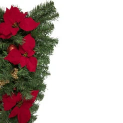 Northlight 30'' Red Poinsettia And Gold Pine Cone Artificial Christmas Teardrop Swag, Unlit -Ornaments Store northlight s04189 2 updated 57963.1665610742