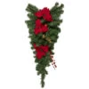 Northlight 30'' Red Poinsettia And Gold Pine Cone Artificial Christmas Teardrop Swag, Unlit