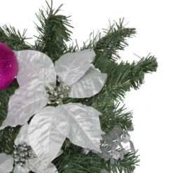 Northlight 24" Pre-Decorated Pink Ball Ornament And Poinsettia Artificial Christmas Teardrop Swag, Unlit -Ornaments Store northlight s84820 2 02311.1588353518