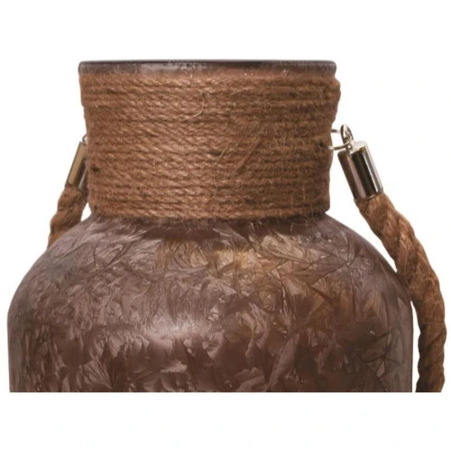 Northlight 12" Brown Winter Scene Christmas Pillar Candle Holder Lantern With Handle 4 Northlight 12" Brown Winter Scene Christmas Pillar Candle Holder Lantern With Handle - Image 2