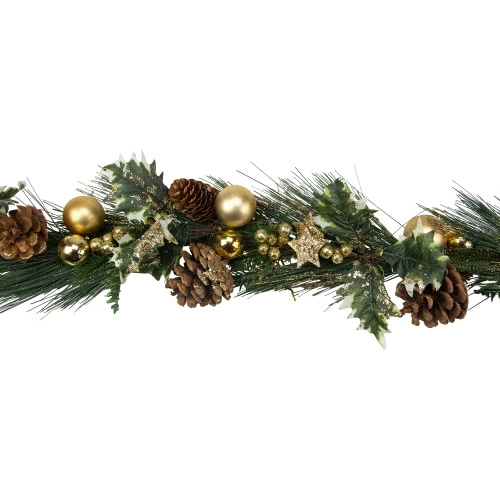 Northlight 6ft Long Needle Pine With Winter Foliage And Stars Christmas Garland - Unlit 4 Northlight 6ft Long Needle Pine With Winter Foliage And Stars Christmas Garland - Unlit - Image 2