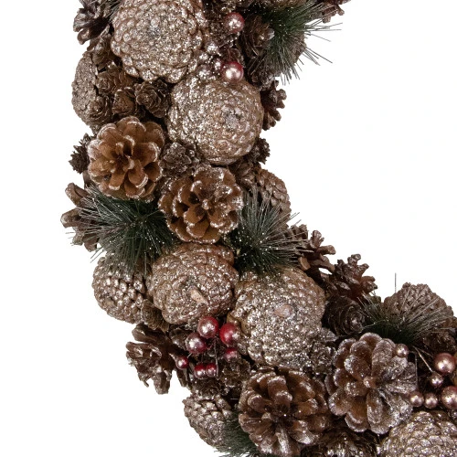 Northlight Glittered Pine Cones And Berries Artificial Christmas Wreath - 19-Inch, Unlit 4 Northlight Glittered Pine Cones And Berries Artificial Christmas Wreath - 19-Inch, Unlit - Image 2