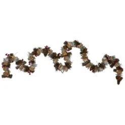 Northlight 5' X 4" Frosted Pine Cone, Natural Twig And Birch Wood Artificial Christmas Garland - Unlit - 31742074