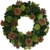 Northlight Green Wooden Rose And Pine Cone Artificial Christmas Wreath, 13.5-Inch, Unlit -Ornaments Store northlight sh36220 1 19253.1665610426