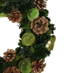 Northlight Green Wooden Rose And Pine Cone Artificial Christmas Wreath, 13.5-Inch, Unlit -Ornaments Store northlight sh36220 2 52462.1665610426